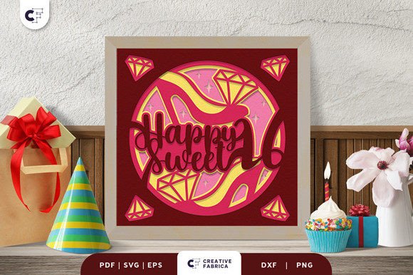 3D Paper Cut 16th Birthday Girl SVG for Birthdays