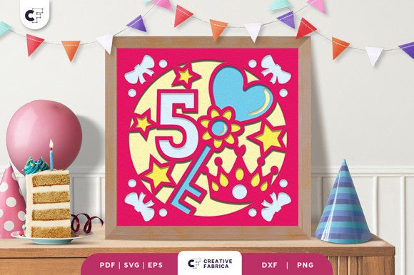 5th Birthday Princess 3D SVG for Birthdays