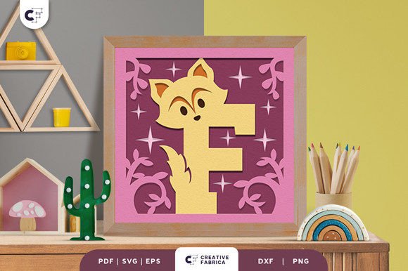 Alphabet Animal Letter F 3D Shadow Box for Birthdays
