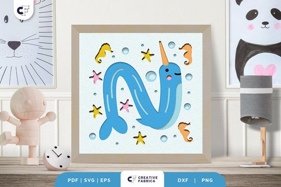 Alphabet Animal Letter N 3D Shadow Box: 3D SVG for Birthdays