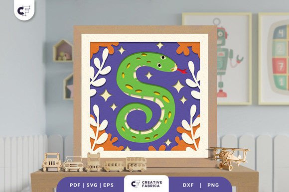 Alphabet Animal Letter S 3D SVG for Birthdays