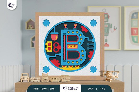Alphabet Robot Letter B 3D SVG for Birthdays