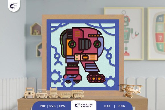 Alphabet Robot Letter R 3D Shadow Box for Birthdays