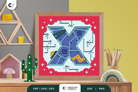 Alphabet Robot Letter X 3D SVG for Birthdays