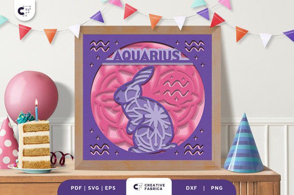 Aquarius Mandala 3D SVG for Birthdays