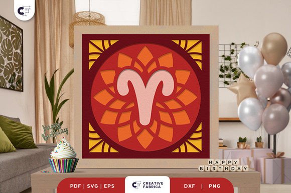 Aries Zodiac Sign 3D SVG for Birthdays