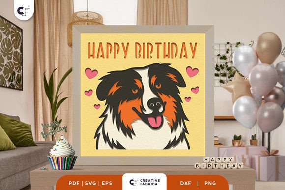 Birthday Australian Shepherd 3D SVG for Birthdays