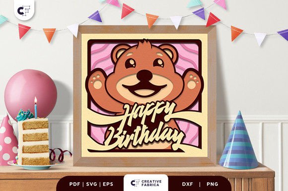 Birthday Bear 3D Shadow Box Papercut Review for Birthdays