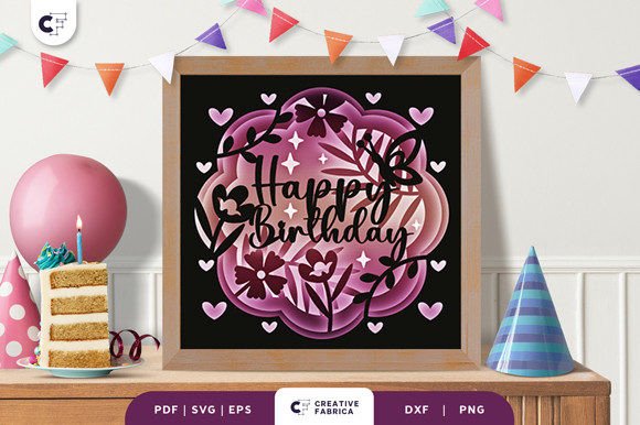 Birthday Bouquet 3D Shadow Box Paper Cut for Birthdays