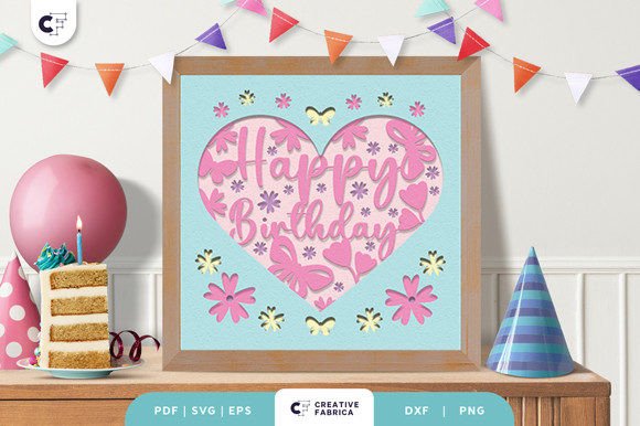 Birthday Heart Shape 3D Layered Papercut SVG for Birthdays
