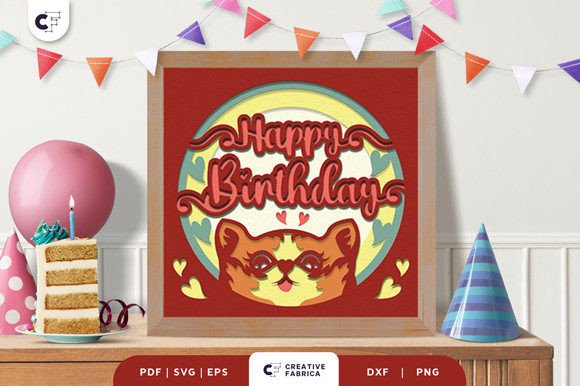 Birthday Kitten 3D Shadow Box Paper Cut Review