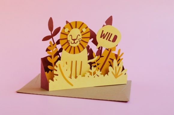 Birthday Lion Pop Up Box Card: 3D SVG for Birthdays