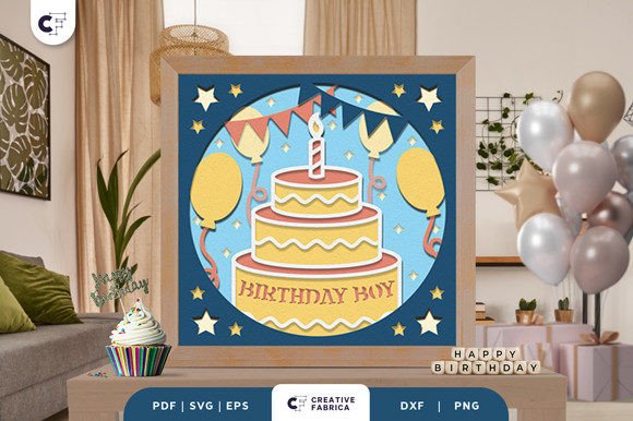 Birthday Party Shadow Box 3D SVG for Birthdays