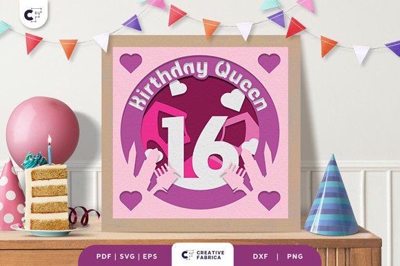 Birthday Queen 3D Shadow Box Paper Cut for Birthdays