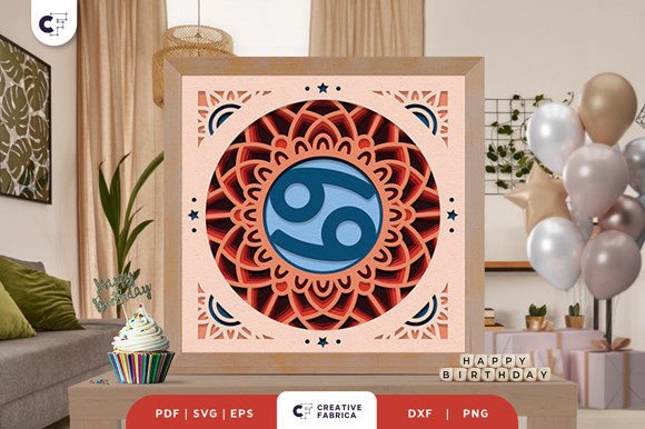 Cancer Zodiac Sign 3D Paper Cut: 3D SVG for Birthdays