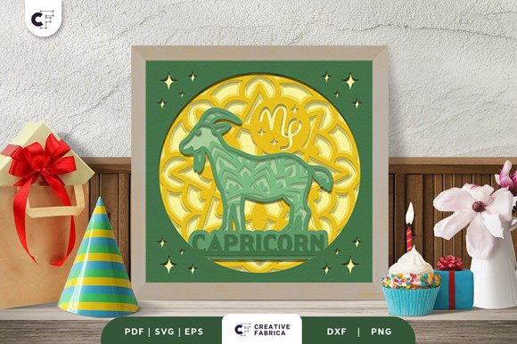 Capricorn Mandala Sign 3D SVG for Birthdays