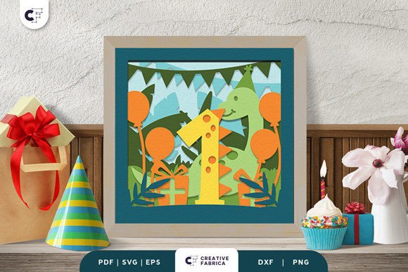 Dinosaur 1st Birthday 3D Shadow Box SVG Review