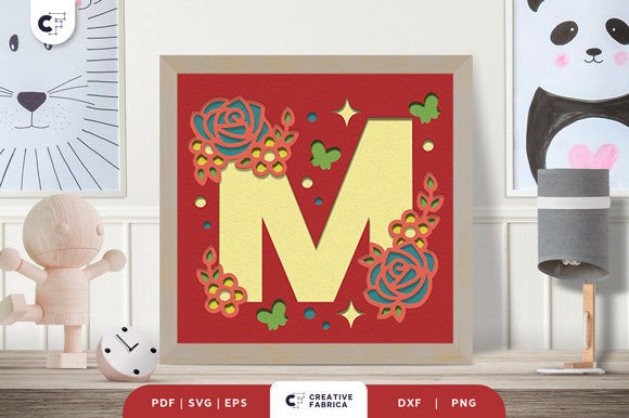 Floral Alphabet Letter M 3D Shadow Box for Birthdays