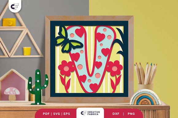 Floral Alphabet Letter V 3D Shadow Box Review