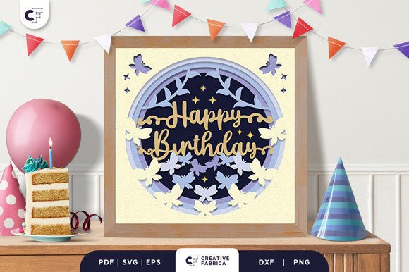 Floral Birthday Shadow Box 3D SVG for Birthdays