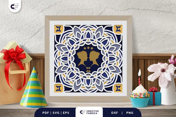 Gemini Zodiac 3D Shadow Box Papercut: A 3D SVG for Birthdays