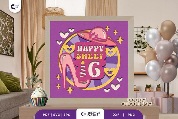 Happy Sweet 16 Shadow Box: A 3D SVG for Birthdays
