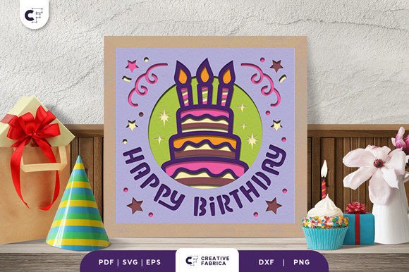Kids Birthday Cake 3D SVG for Birthdays