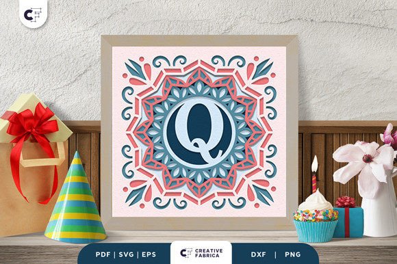 Letter Q 3D Papercut Shadow Box for Birthdays