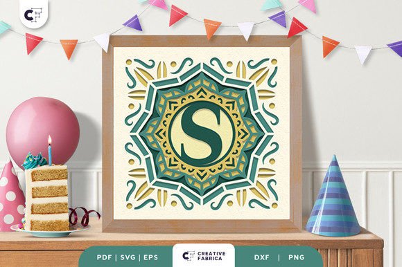Letter S 3D Papercut Shadow Box for Birthdays