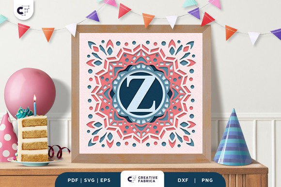 Letter Z Alphabet 3D Papercut Shadow Box for Birthdays