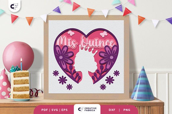 Mis Quince Anos 3D Shadow Box SVG for Birthdays