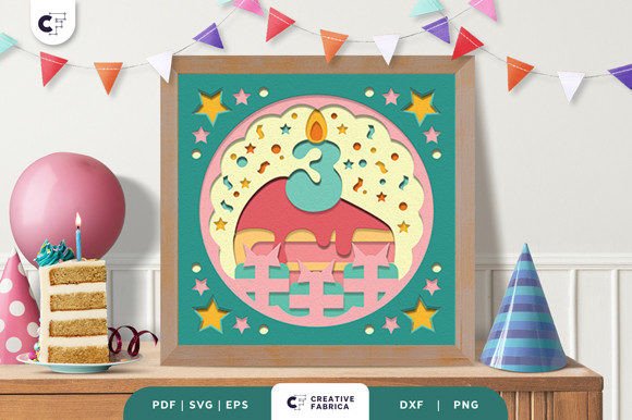 My 3rd Birthday 3D Shadow Box Paper Cut SVG Review