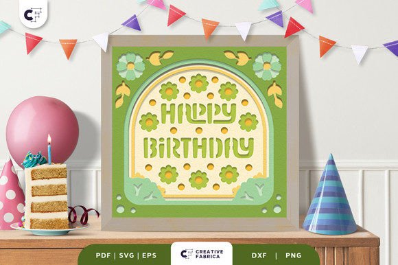 Reviewing Birthday Floral Wreath 3D Shadow Box SVG