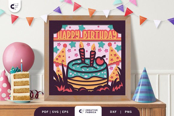 Slice of Cake 3D Shadow Box Paper Cut for Birthdays