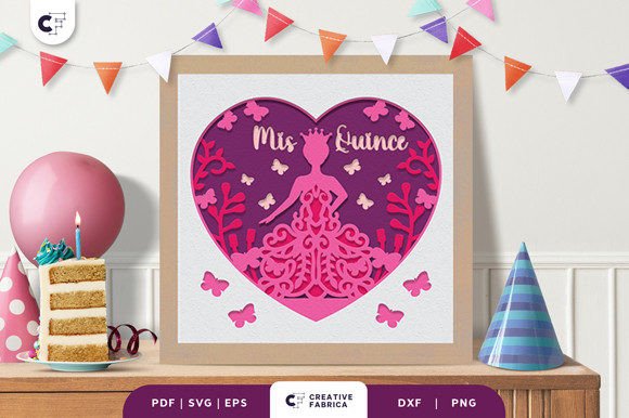 Sweet 15 Girl Shadow Box 3D SVG for Birthdays