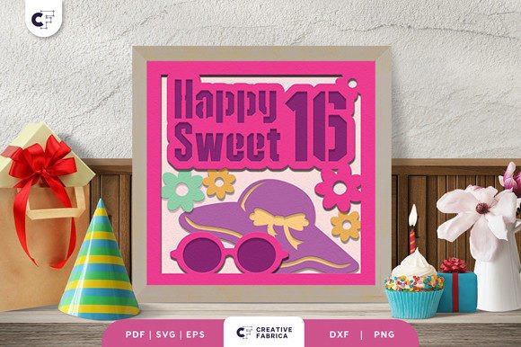 Sweet Sixteen Girl 3D Layered Paper Cut for Birthdays