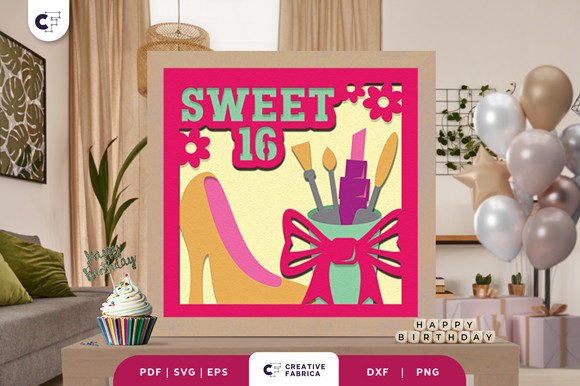 Sweet Sixteen Girl 3D SVG for Birthdays