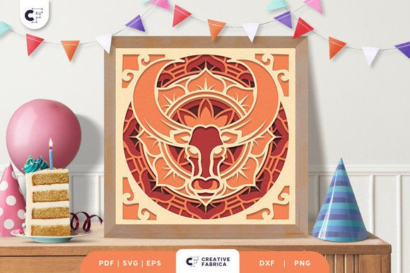 Taurus Zodiac Sign 3D SVG for Birthdays